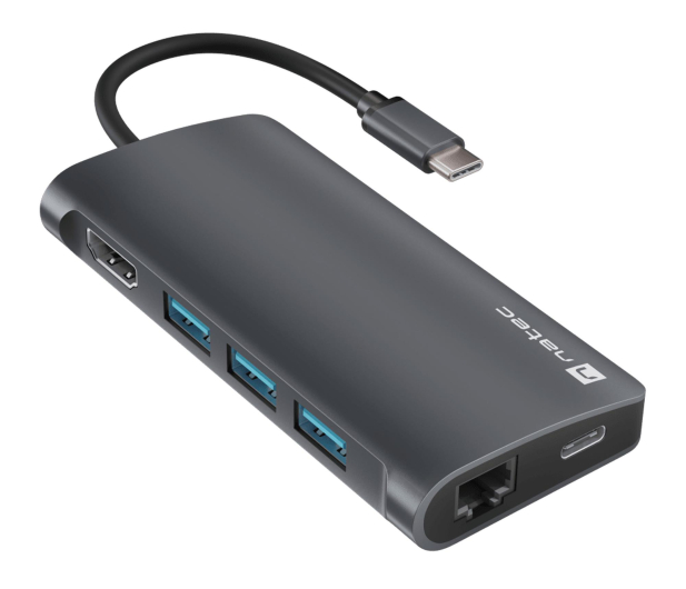 NATEC FOWLER 2 V2 USB-C 8W1 HUB ->USB 3.0 3X, HDMI 4K, USB-C, RJ45 NMP-2162 - 1470240 - zdjęcie